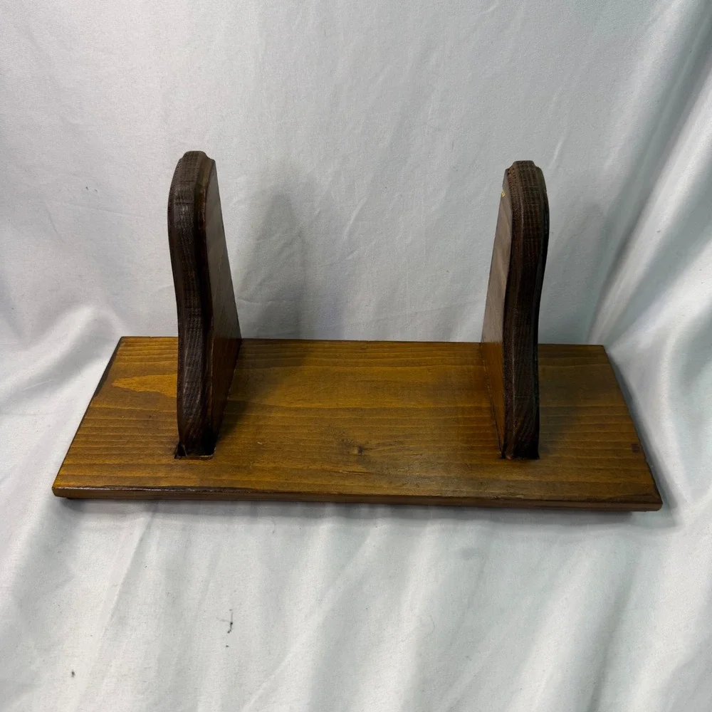 Vintage Solid Wood Floating Wall Shelf Dark Oak Finish Beveled Edge 12 Inch